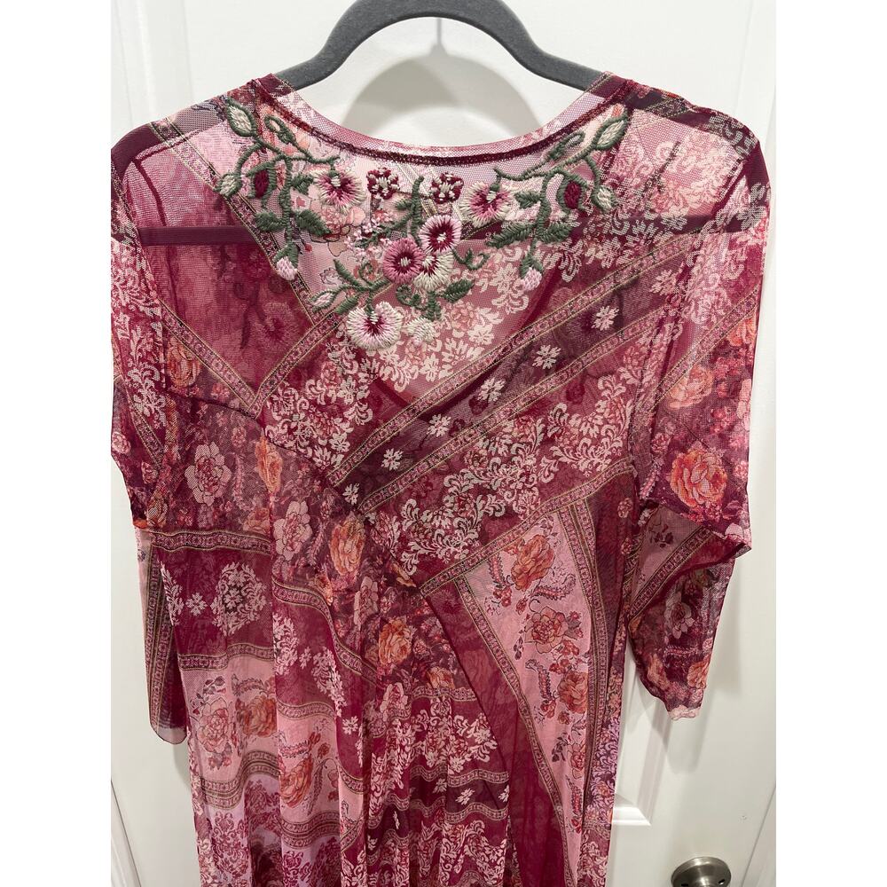 Johnny Was Cardinal Mesh Long Sleeve Embroidered Dress Sz M - Picture 12 of 13